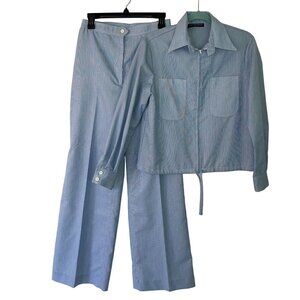 Breckenridge Vintage 70s Womens Two Piece Jacket Pant Suit Suit Size Medium Blue